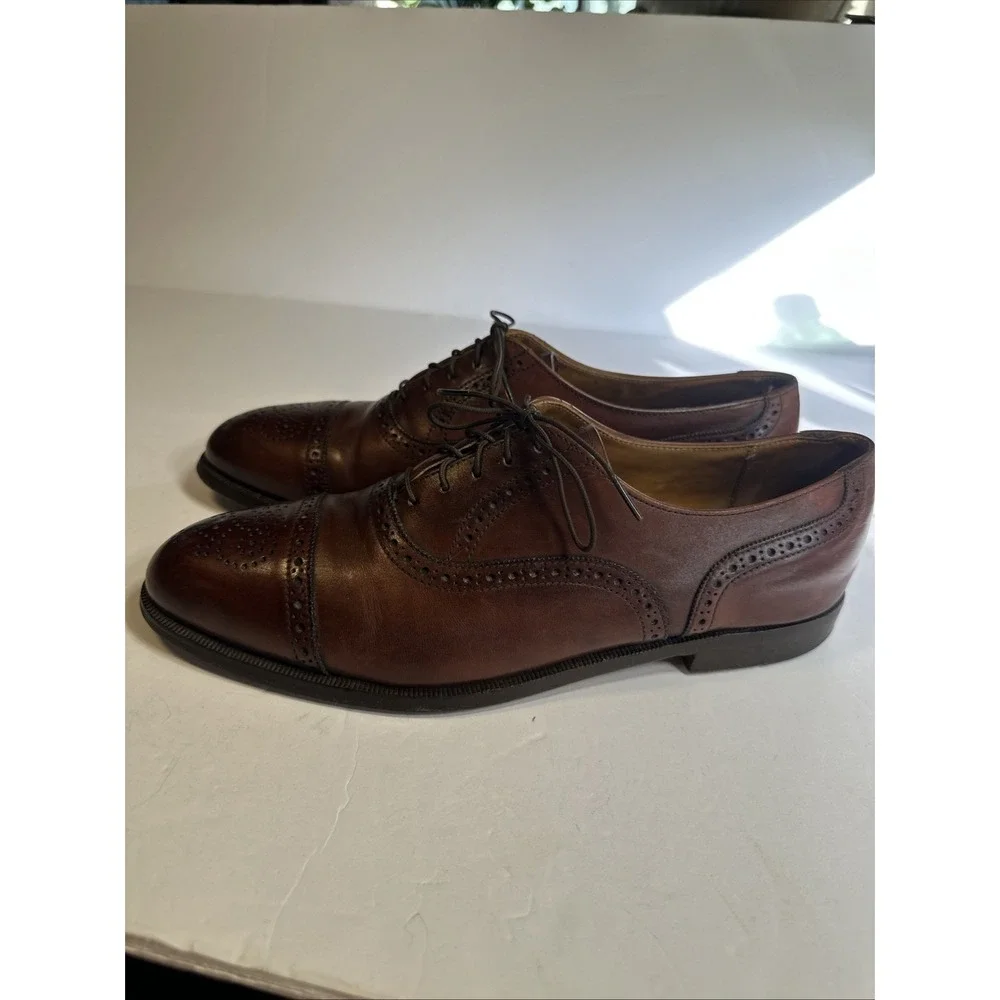 Cole Haan Wingtip Oxford Men's 10.5 D Cognac Brown Leather Dress Shoes